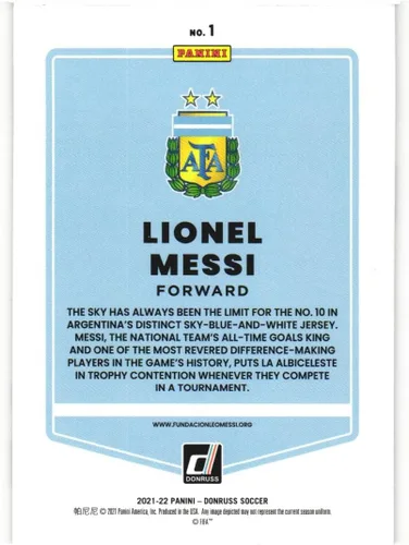 Vista 2 de LIONEL MESSI 2021-22 Panini Donruss Carta de Fútbol Camino a la Copa Mundial de la FIFA Qatar 2022 #1 Paris Saint-Germain PSG Argentina