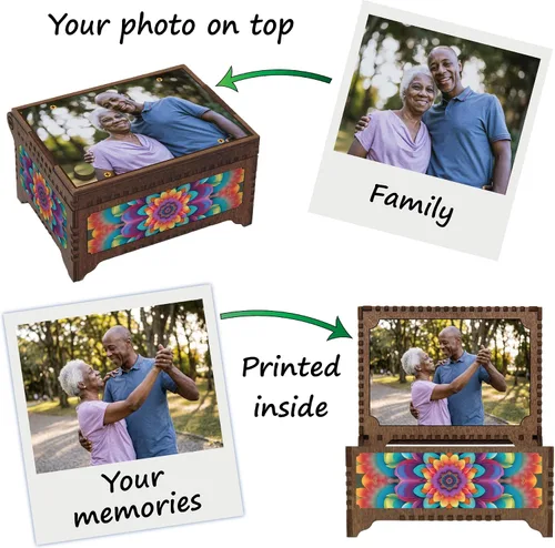 Vista 2 de Caja de música MP3 superior personalizada de la foto, reproduce cualquier canción personalizada, regalo impreso de la imagen