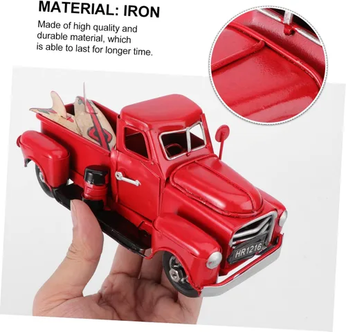 Vista 4 de Adornos rojos del camión de la vendimia de la decoración del coche del metal para la decoración de la habitación