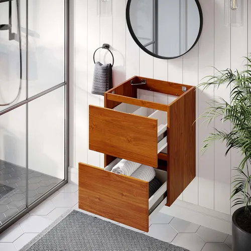 Vista 2 de Modway Mueble de tocador de baño de montaje en pared, lavabo no incluido, 18 pulgadas, nogal cereza