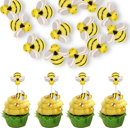 Vista 16 de 1 paquete de decoración de pastel de feliz cumpleaños con purpurina de girasol para pasteles, baby shower, niños, cumpleaños, verano, baby shower