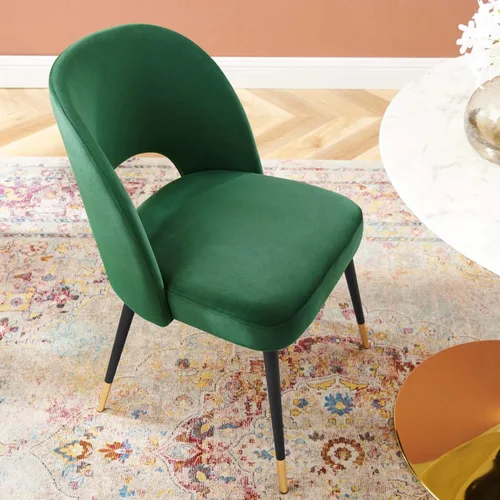 Vista 7 de Modway Rouse - Silla de comedor tapizada en terciopelo, 1 pieza - Esmeralda Esmeralda/Sólidos