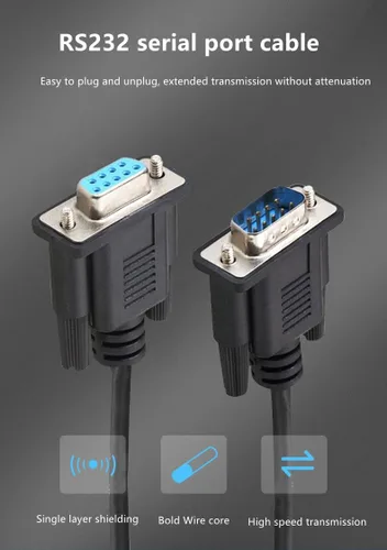 Vista 2 de Rs232 Serial DB9 hembra a DB9 macho Cable recto 3.3 ft