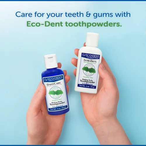 Vista 5 de Eco-dent Polvo dentífrico con bicarbonato de cuidado diario, menta original, 2 oz, paquete de de 1