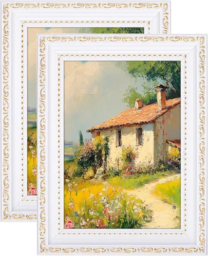 Vista 10 de eletecpro 8x10 Vintage Picture Frame, Glass Cover, Gold, 2-Pack Dorado