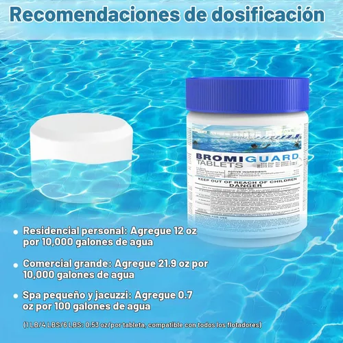 Vista 6 de Tabletas de Bromo para SPA Bañera de Hidromasaje 1lb 50LB Tabletas Bromantes Refuerzo Elimina Bacterias Algas Sensación de Agua Suave Sin Olor a