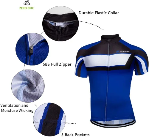 Vista 2 de ZEROBIKE Conjunto de camiseta de ciclismo de manga corta para hombre, transpirable, de secado rápido, acolchado, 3D, ropa de bicicleta MTB