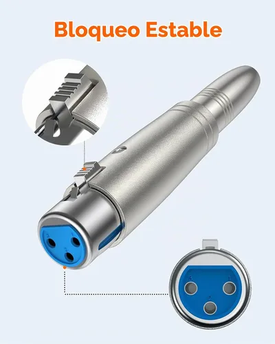 Vista 3 de XLR 3 Pin hembra a 1/4" 6.35mm hembra adaptador de enchufe 1/4 pulgadas TRS XLR Hembra