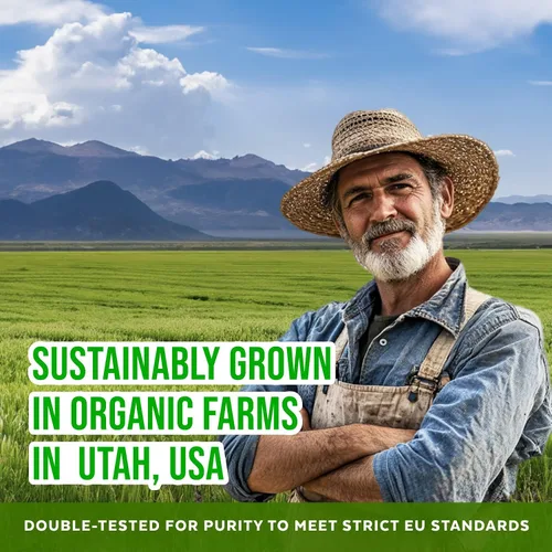 Vista 5 de Numami Polvo de jugo de hierba de cebada orgánica, cultivado en Estados Unidos, puro crudo y soluble en agua, añádelo a tu batido o bebida como jugo
