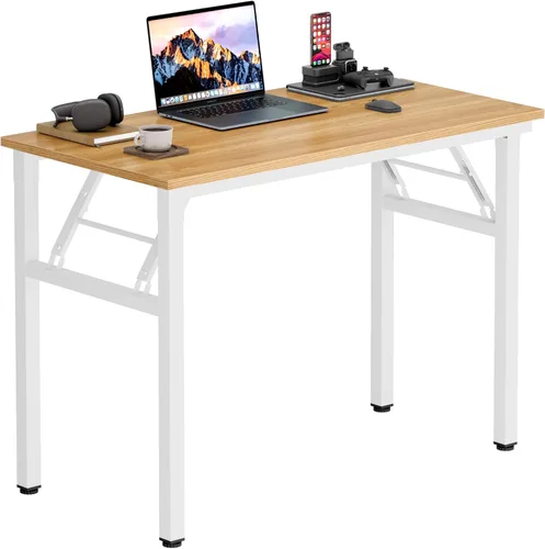 Vista 46 de Need - Escritorio plegable de 31 1/2" sin ensamblaje, mesa pequeña para computadora, escritorio robusto y resistente para espacios pequeños, marco