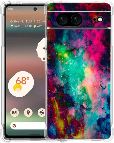 Vista 18 de Pixel 7 - Funda protectora de poliuretano termoplástico resistente a los arañazos y a prueba de golpes con diseño de mandala de pavo real colorido