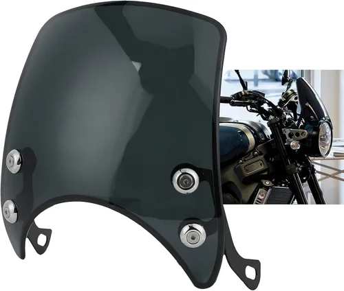 Vista 4 de Motocicleta, Retro Motocicleta PC Deflector de viento universal para 5-7in faro moto parte