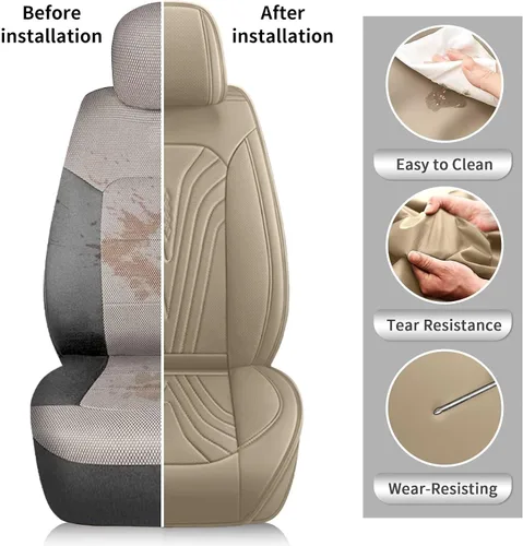Vista 6 de 2 Front Seat Covers Fit for Mazda Mazdaspeed3 2008-2013: Waterproof Leather Car Seat Covers Breathable Automotive Seat Cushion Protector