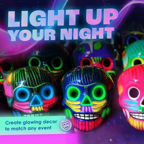 Vista 5 de neon nights, pintura que brilla en la oscuridad luminiscente fosforescente pintura autoluminosa - Juego de 8