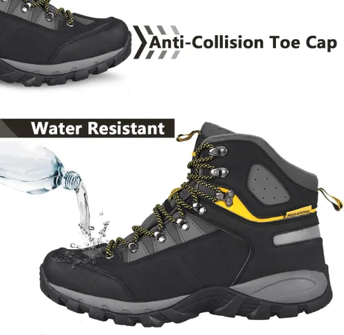Vista 2 de Grition Botas de senderismo impermeables para hombre, botas de senderismo al aire libre, cómodas botas atléticas ligeras con cordones.