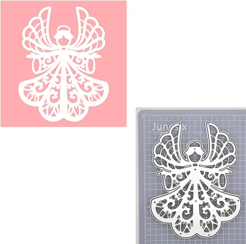 Vista 2 de Black kat Angel Girl - Plantilla de flores de amor para manualidades, álbum de recortes, tarjeta, grabado decorativo