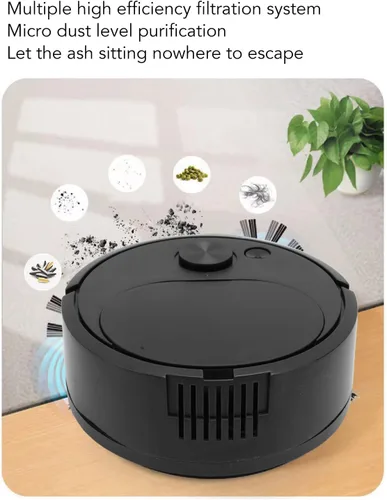 Vista 5 de Robot aspirador y trapeador, recomendaciones de limpieza personalizadas, robot aspirador bueno para pelo de mascotas, alfombras, suelos duros (negro)