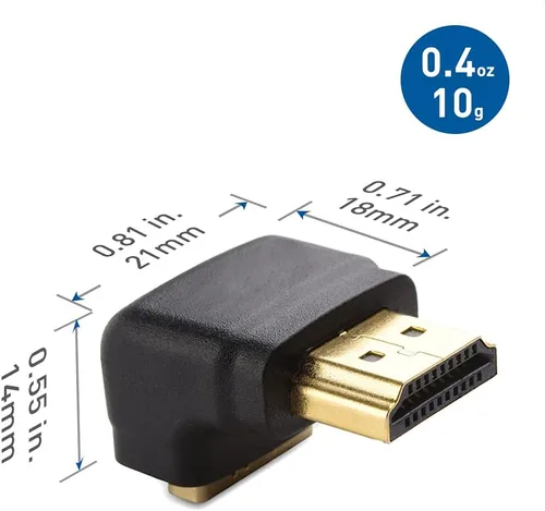 Vista 4 de Cable Matters Combo Pack Adaptador HDMI de 270 grados y 90 grados (HDMI en ángulo recto) con soporte 4K y HDR