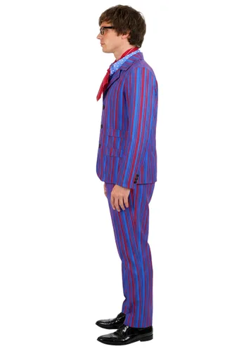 Vista 3 de Traje de disfraz de hombre de los 60 con rayas moradas estilo swinger Multicolor