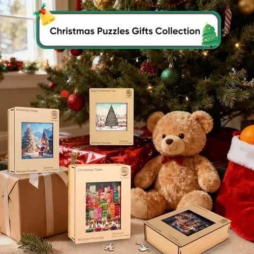 Vista 2 de Rompecabezas de árbol de Navidad Mys Aurora para adultos Hermosos rompecabezas de madera Piezas únicas Rompecabezas de madera para relajarse Regalos