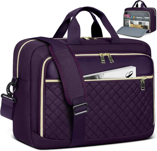Vista 15 de NEWHEY Bolsa para laptop de 17.3 pulgadas, maletín para computadora portátil para mujeres y hombres, bolsa de hombro impermeable, bolsa de mensajero