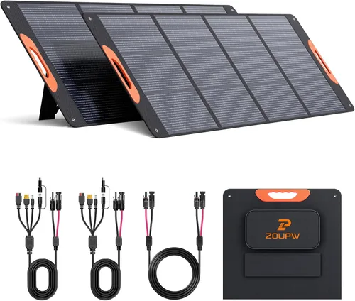 Vista 9 de ZOUPW Panel solar portátil de 100 W para estación de energía, 23.5% de eficiencia, cargador solar plegable mono para Jackery 300/Ecoflow