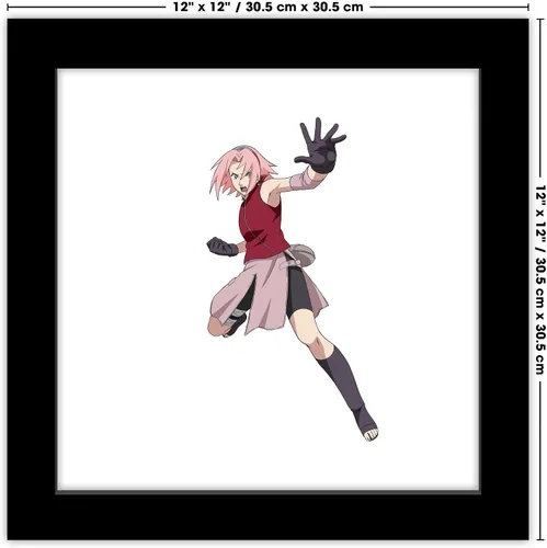 Vista 7 de Trends International Gallery Pops Naruto Shippuden - Arte de pared Sakura Haruno, versión enmarcada negra, 12 x 12 pulgadas