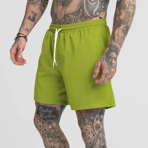 Vista 8 de Men's Swim Trunks Shorts Loose Fit Drawstring Beach Shorts Solid Color Lightweight Athletic Training Shorts with Pockets