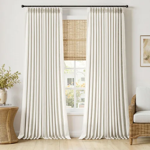 Vista 20 de MIULEE Cortinas de lino gruesas con pinzas plegadas de 96 pulgadas de largo, 2 paneles para sala de estar y dormitorio, cortinas de ventana Natural