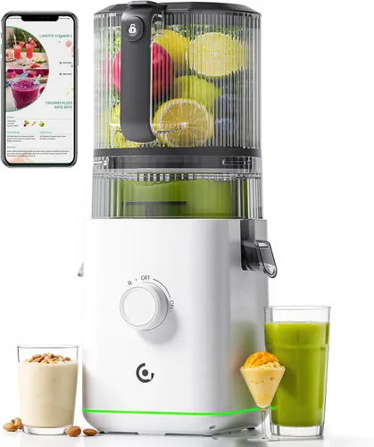 Vista 13 de Máquinas exprimidoras 3 en 1 de prensa en frío con canal de alimentación grande de 6.5 pulgadas para frutas y verduras enteras, gran capacidad