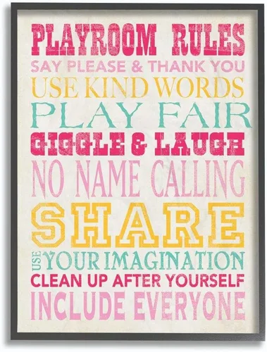 Vista 5 de The Kids Room by Stupell Playroom Rules Use Kind Words Placa de pared rectangular