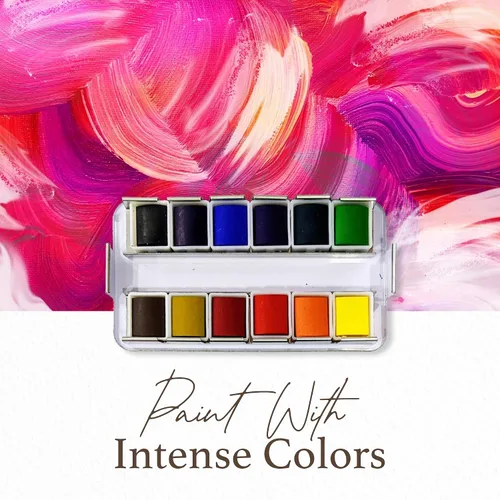 Vista 6 de SCHPIRERR FARBEN – Juego de pinturas de acuarela con pigmento rico, juego de acuarela para adultos y niños, paleta de pintor portátil en una caja