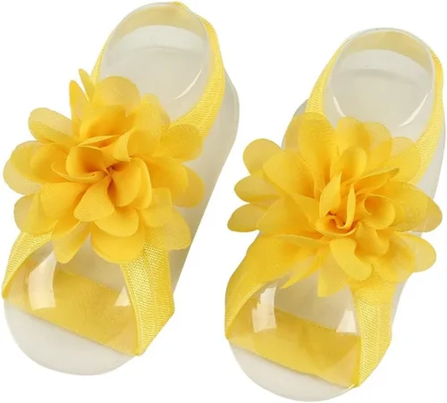 Vista 8 de Eforcase 12 pares de sandalias descalzas para bebé y niña, sandalias descalzas de flores para bebés recién nacidos, niñas pequeñas