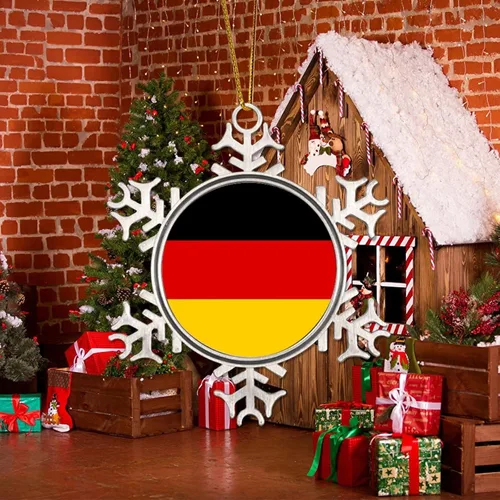 Vista 5 de Adornos de Navidad de Alemania, bandera de Alemania, novedad de metal, copo de nieve, adorno de Navidad, bandera nacional, recuerdo del país