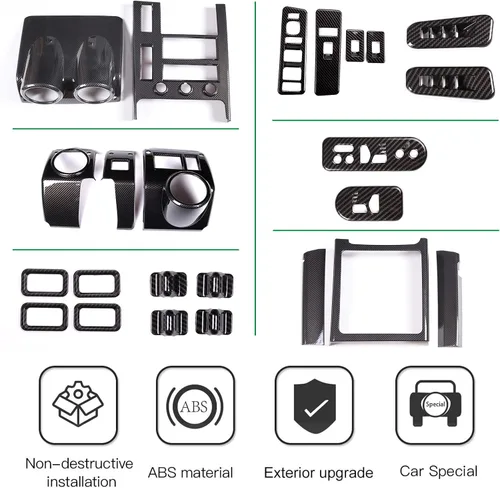 Vista 2 de PIUGILH Kit de Acabado de Decoración Interior de 24 Piezas Juego Completo para Hummer H2 2003-2007, Pegatina del Panel de Navegación del Tablero