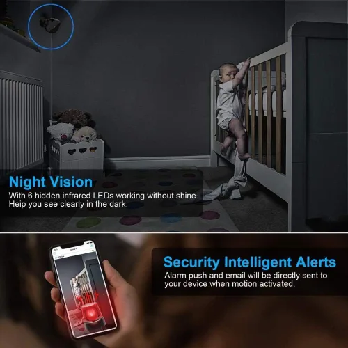 Vista 5 de Mini Cámara Espía WiFi HD 1080P Cámara Oculta Inalámbrica Cámara de Video Pequeña Cámara de Niñera con Visión Nocturna y Activada por Movimiento