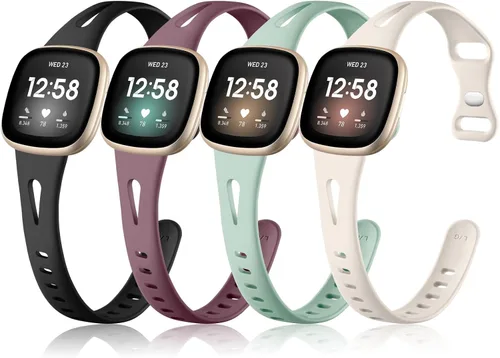 Vista 8 de Ouwegaga Compatible with Fitbit Versa 4 Bands for Woman/Sense 2/Sense/Versa 3 Bands for Men,Soft Silicone Slim Sport Strap Compatible with Fitbit