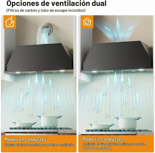 Vista 3 de Campana extractora de 30 pulgadas, campana extractora de 600 CFM, campana para estufa de ventilación de cocina con sensor de gestos de 3