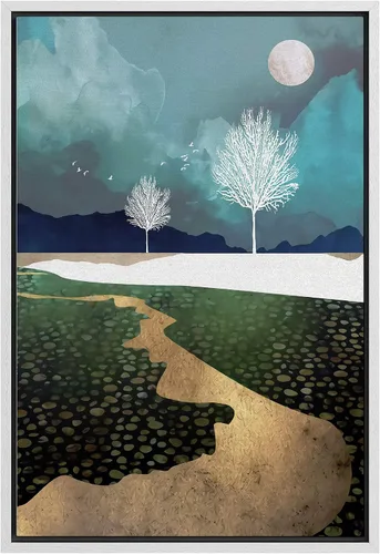 Vista 42 de SIGNFORD Lienzo enmarcado para pared, camino del desierto con cactus, naturaleza silvestre, ilustraciones modernas, arte decorativo, rústico