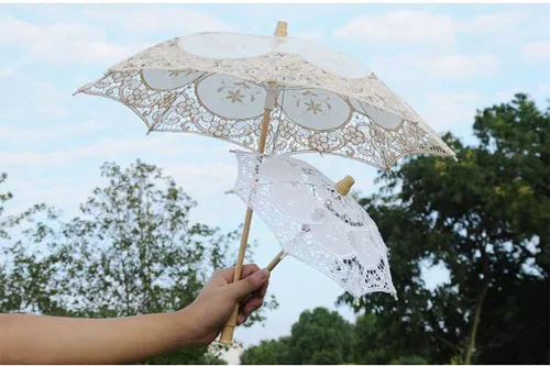Vista 6 de Toyvian 2 paraguas de boda para novia, paraguas pequeño de encaje para boda, paraguas de encaje para novia, regalo de boda, accesorios de fotos