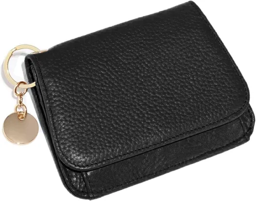 Vista 12 de SENDEFN Carteras pequeñas para tarjetas de crédito para mujer, llavero de cuero con bloqueo RFID, bolsillo con cremallera de tres pliegues, monedero