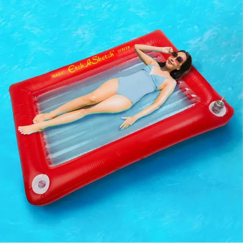 Vista 3 de Mighty Mojo Etch A Sketch - Flotador inflable para piscina, balsa gigante para niños y adultos, flotador para dos personas, con licencia
