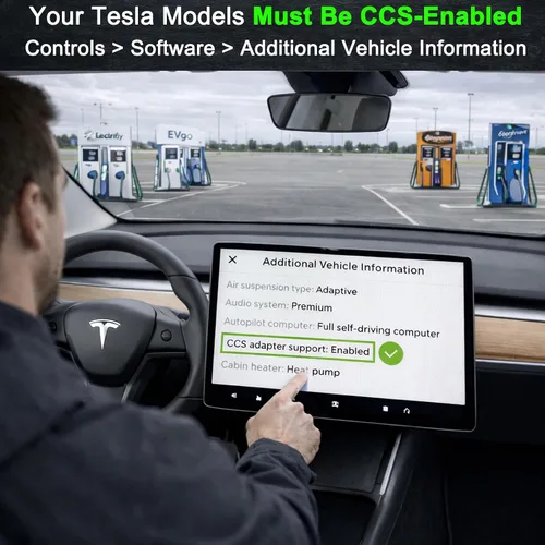 Vista 3 de Adaptador CCS1 a Tesla para el modelo 3/Y/S/X 2021+, adaptador CCS Combo 1 para vehículos eléctricos NACS habilitados para CC solo en cargador