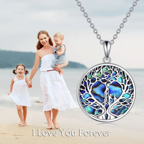 Vista 6 de CRMAD Regalos para el día del padre, collar de plata esterlina con árbol de la vida para mujeres, mamá, abuela, madre de hija e hijo, Metal,