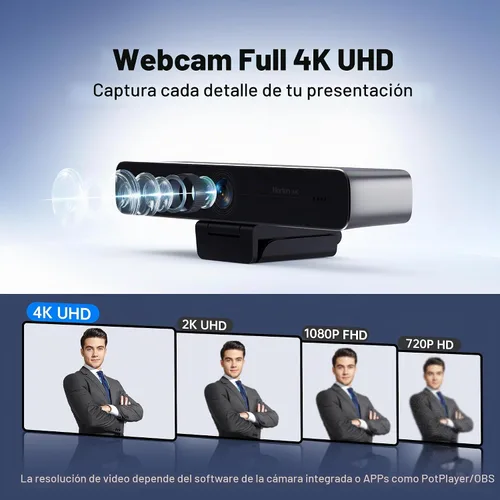 Vista 3 de Horion Cámara de conferencia 4K con micrófono, cámara de encuadre automático para PC, zoom EPTZ 10X, Plug & Play USB 3.0, video con doble micrófono