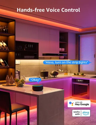 Vista 5 de Lepro SE1 AI - Tira de luces LED inteligentes – Tiras de luz RGB que cambian de color de 16.4 pies con control de aplicación, iluminación generada
