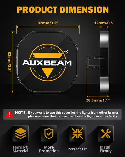 Vista 2 de Auxbeam Cubiertas para Luces LED de Vaina de 3", Serie XP-Ultra Lente de PC Todoterreno Cubiertas Protectoras para Modelo de Luz Específico