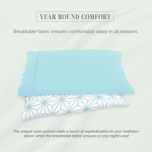 Vista 6 de Elegant Comfort Lujoso juego de sábanas de 4 piezas con patrón geométrico cúbico - 1500 microfibra de calidad premium - juego de ropa de cama más