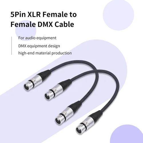 Vista 4 de Adaptador de cable XLR hembra a hembra DMX512 de 1 pie, paquete de 2 unidades, 5 pines