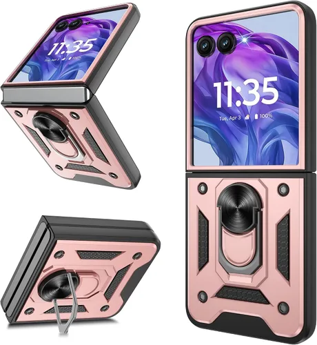 Vista 9 de Funda protectora para Motorola Razr+ Plus 2024/Razr+ Plus 2025, resistente a prueba de golpes con rotación de 360° con soporte de metal